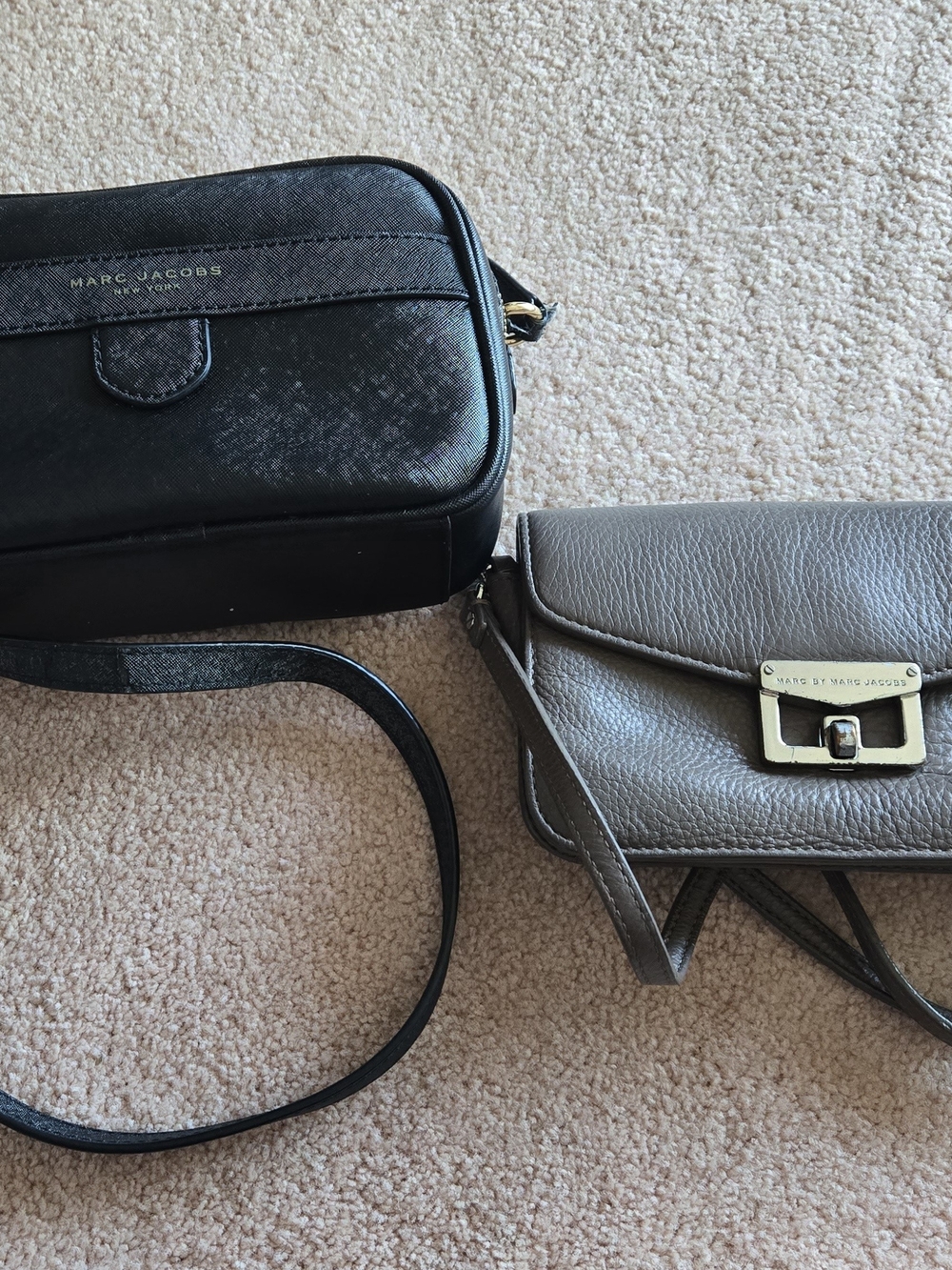 Marc Jacobs Black and Gray/Taupe Crossbody Duo
